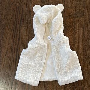 Harper Canyon Sherpa White Vest Hood & Ears for babies toddlers girls and boys